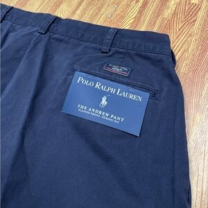 Vintage NEW Polo Ralph Lauren Andrew Pants Men's 38x32 Navy Double Pleated Chino